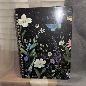 Floral Spiral 2026 Planner  - Black Cover with Colorful Design